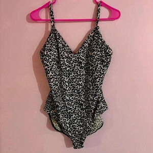 Michael Kors White Leopard Cheetah Print One Piece Swimsuit